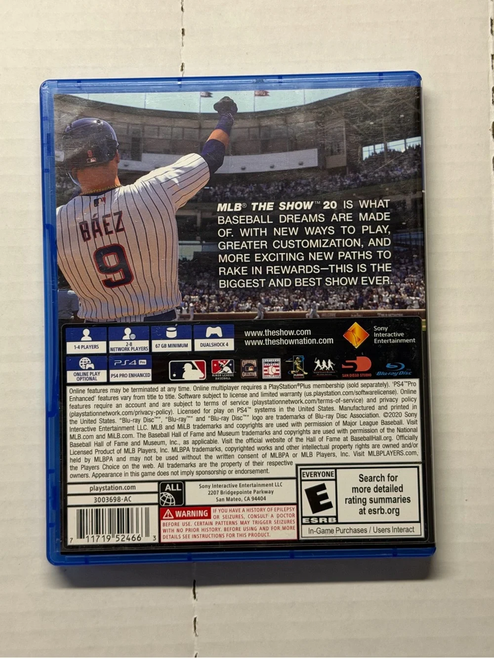 MLB The Show 20 PS4 PlayStation 4 2020 CIB Tested Javier Baez Baseball